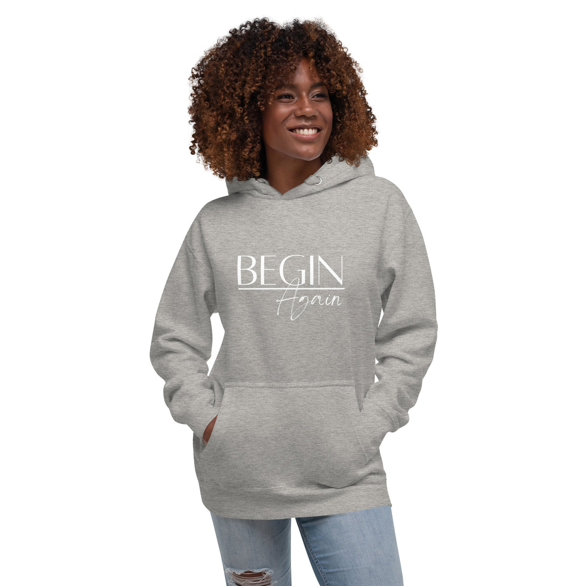 Begin Again Unisex Hoodie - White Font