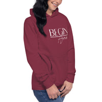 Begin Again Unisex Hoodie - White Font